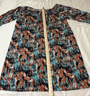 Ellen Weaver 1X Women’s Multicolor Abstract Knee Length Shift Dress Tie Sleeve